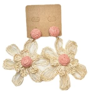 Plunder Pink and Cream Floral Earrings